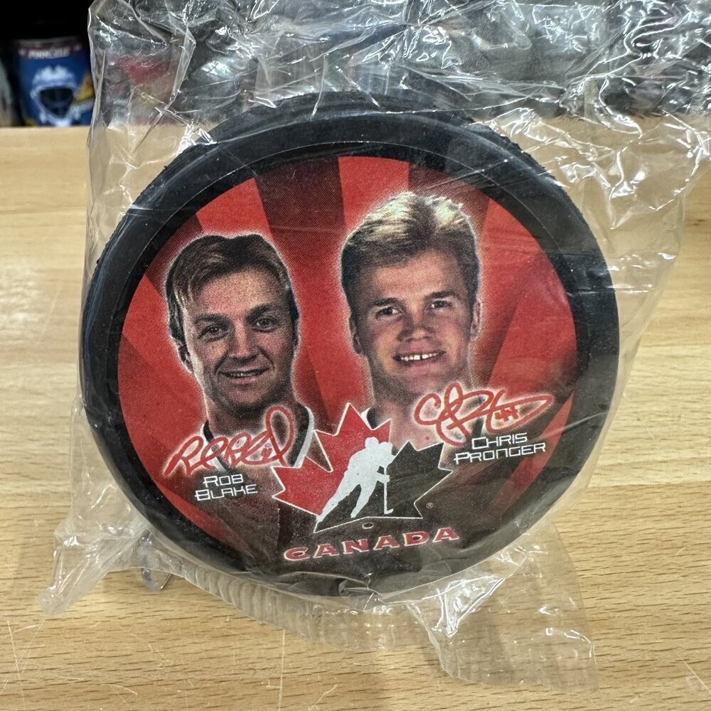 Rob Blake Chris Pronger Photo Puck 2002 McDonalds Salt Lake City Sealed